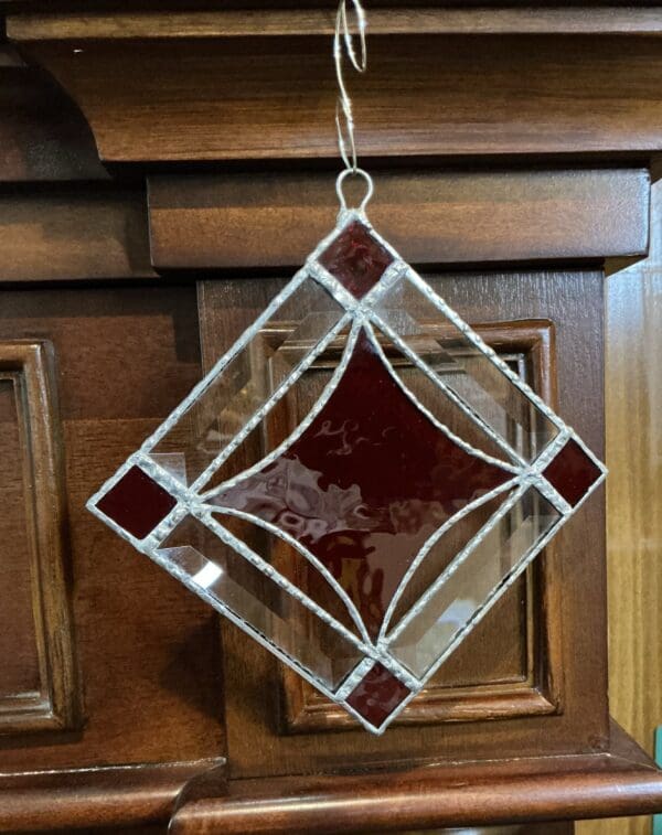 Red & Clear Beveled Square