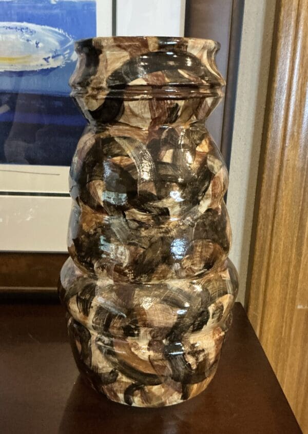 Brown Abstract Tall Vase